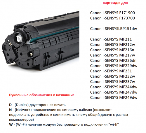 Картридж для Canon i-SENSYS MF211 MF212w MF216n MF217w MF226dn MF231 MF232w MF237w MF244dw MF247dw MF249dw Cartridge 737 (2.300 страниц) - UNITON